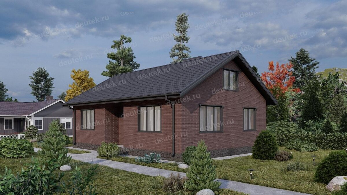 Проект одноэтажного дома 73 м2 с размерами 12 м на 8 м