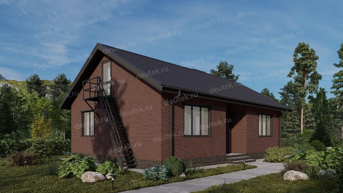 Проект одноэтажного дома 73 м2 с размерами 12 м на 8 м