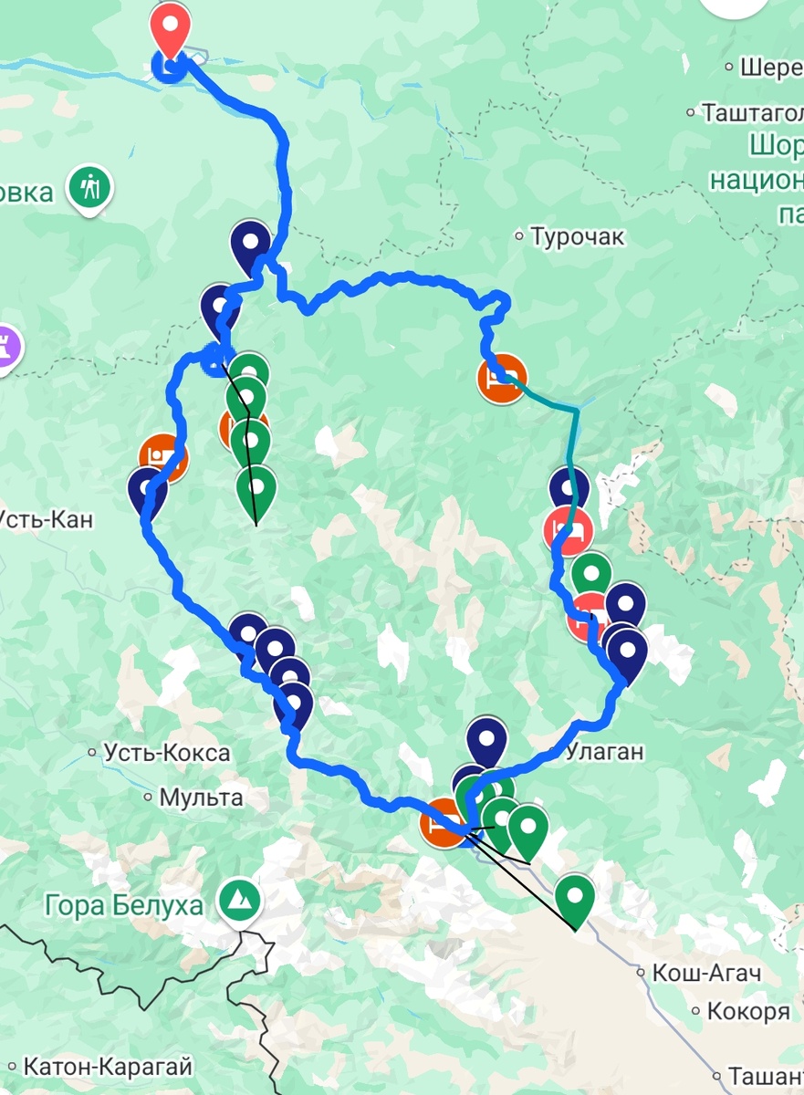 В целом маршрут путешествия выглядит так