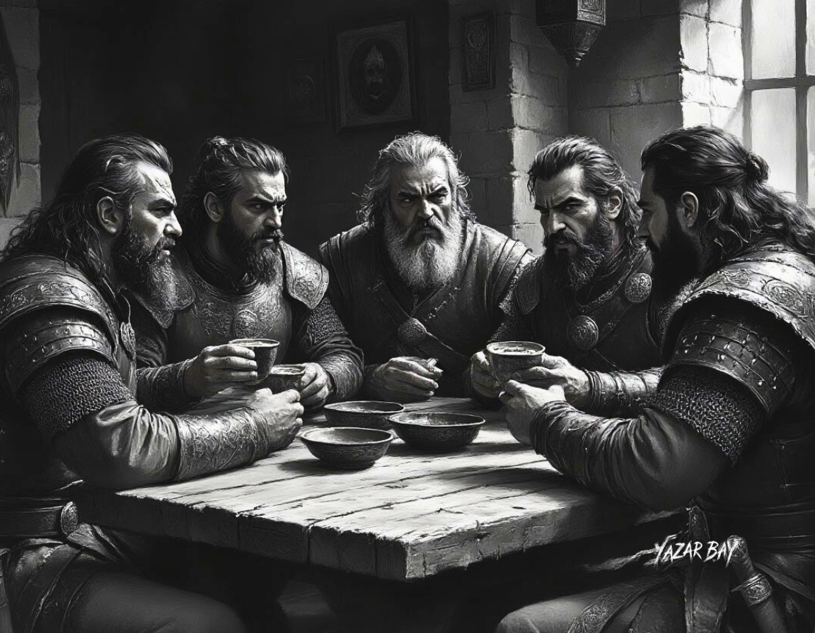 В таверне Бурсы верные воины Османа, включая Бамсы-бея, с тревогой и недоумением обсуждают новое решение своего правителя – строить медресе вместо подготовки к войне