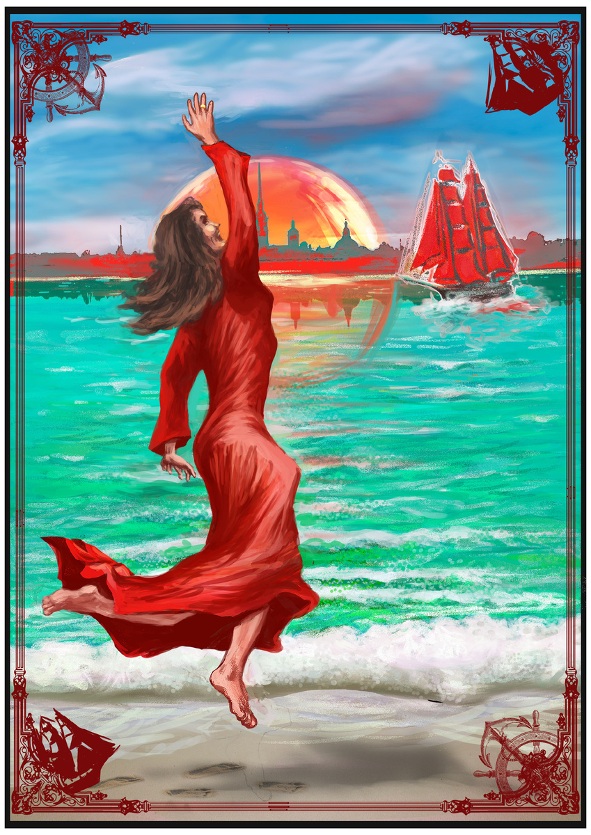 "И опять понять не смогут люди, Было это или только будет...", иллюстрация по повести "Алые паруса" А. Грина_Кожевников АВ_комп_руки_без AI.