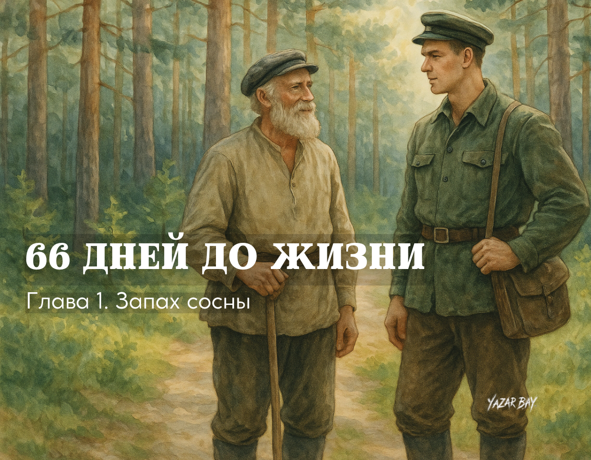 Акварельный рисунок показывает будущего героя-сапера Дмитрия Яблочкина и его отца в мирном довоенном лесу. ©Язар Бай