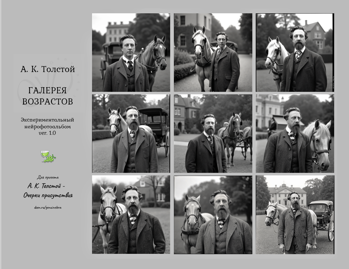 Нейрогалерея образов А. К. Толстого. Автор GenuineLera в Krea (Flux), 2025
