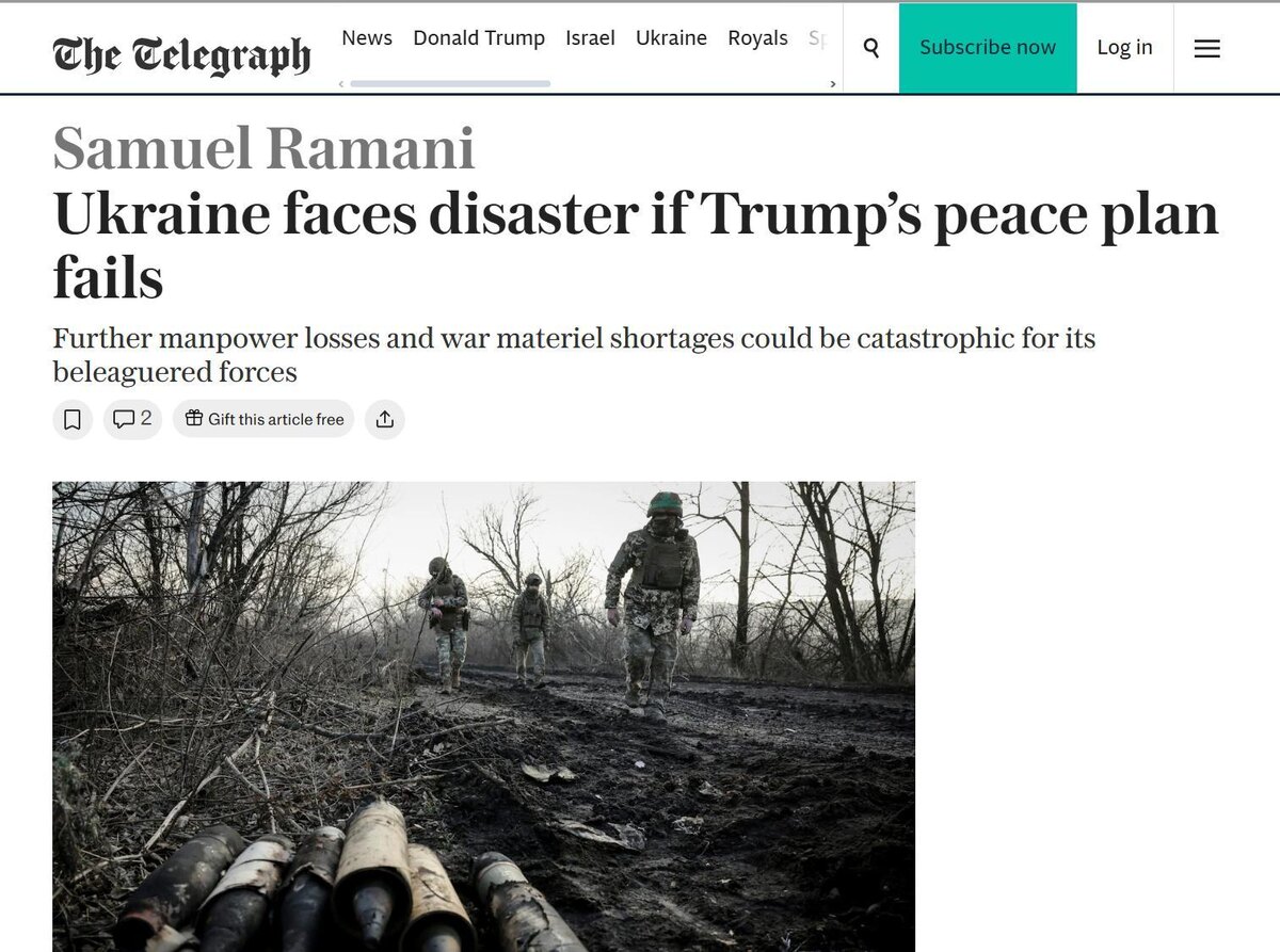     «В случае провала плана Трампа по мирному урегулированию Украине грозит катастрофа»