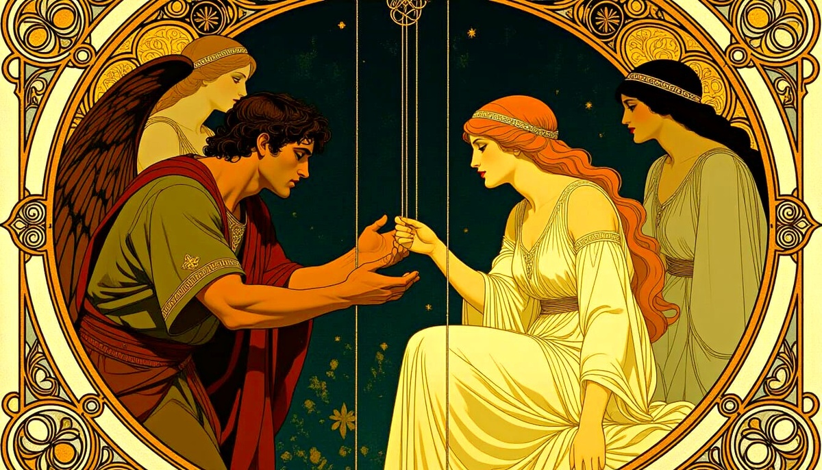 Аполлон уговорил Мойр – тех самых строгих сестёр, что плетут нити судеб, – дать Адмету послабление.