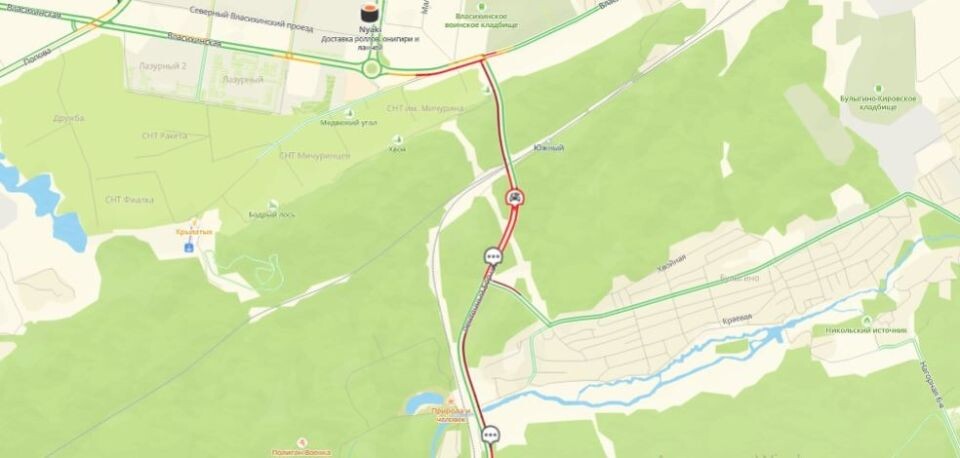    ДТП на шоссе Ленточный бор. Источник: 2ГИС