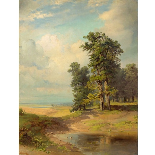 Алексей Саврасов. Летний пейзаж с дубами. Середина 1850-х. Холст, масло. 73 x 56. Государственная Третьяковская галерея