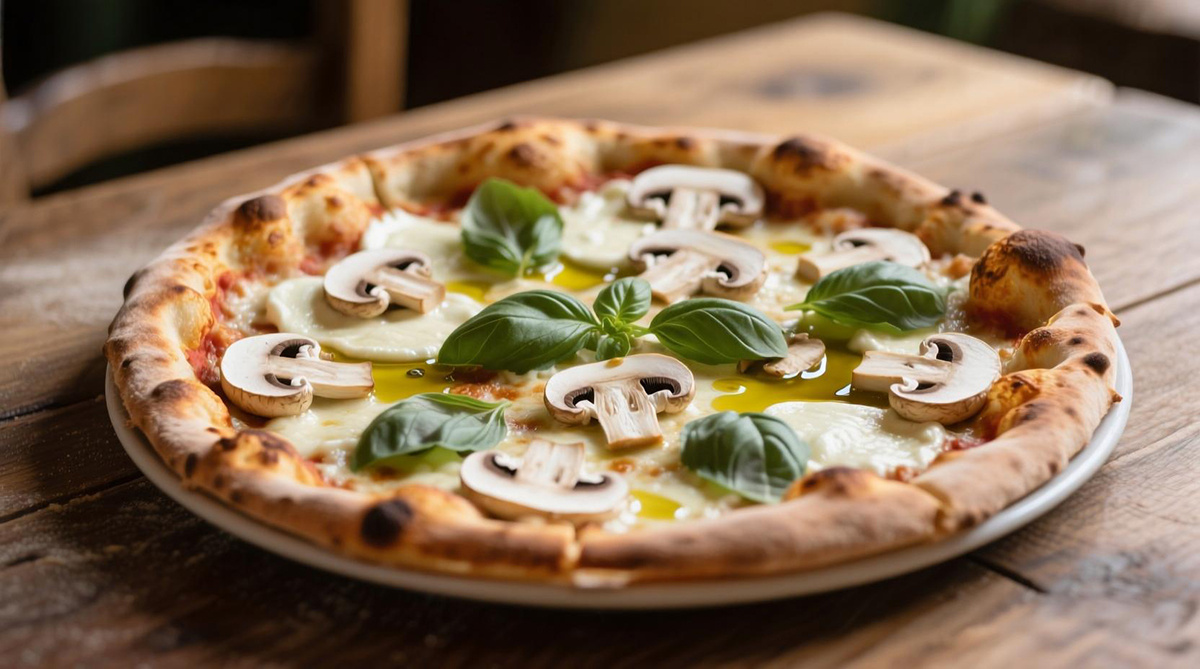 Пицца с белыми грибами