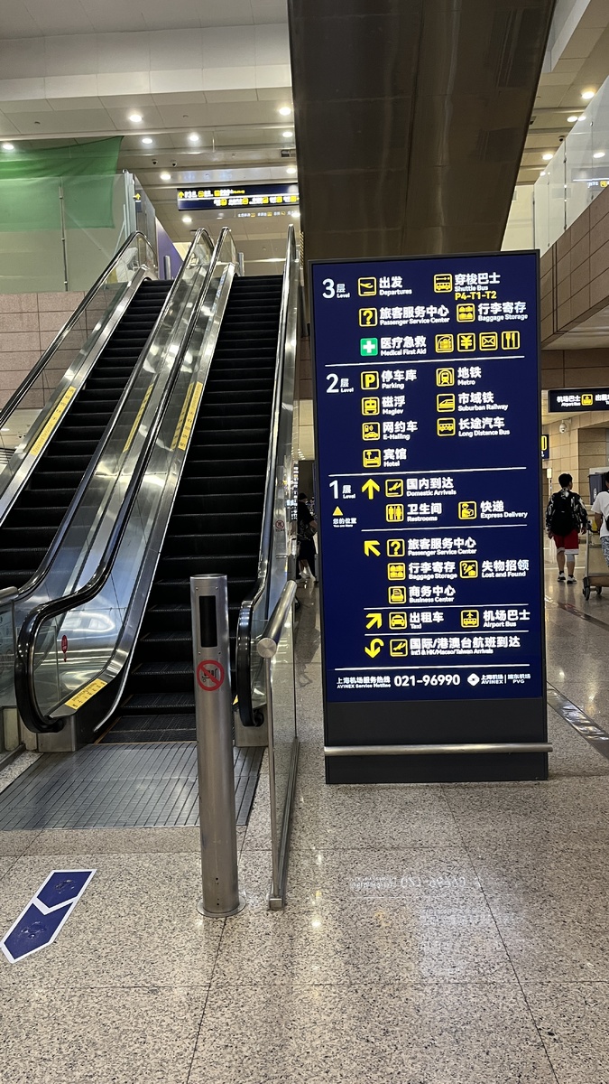 На 2 этаж поднимались по этому эскалатору. На нем есть условный значок Маглев.