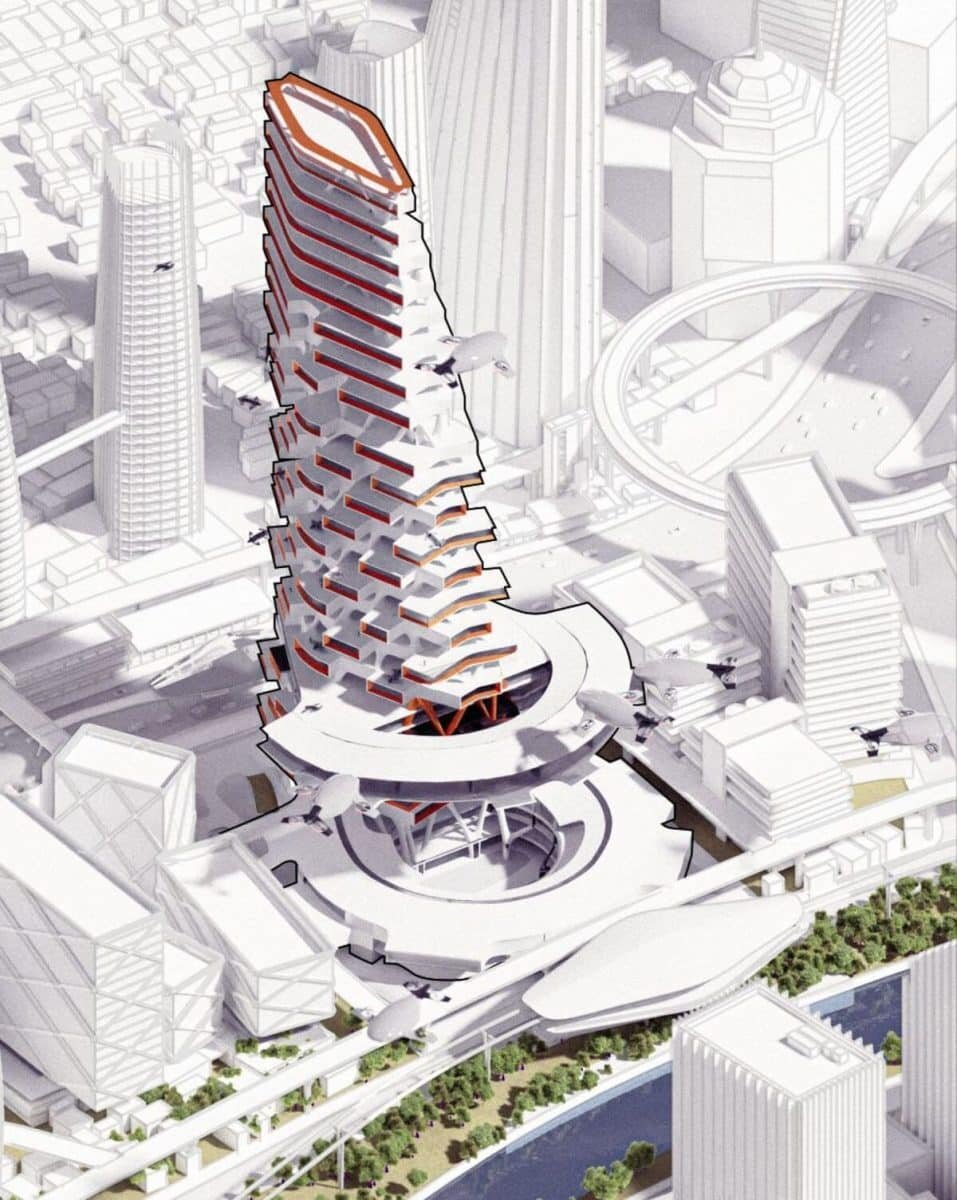    Концепт небоскреба Keputran Hub / © Farrel Adyuta Wiratama