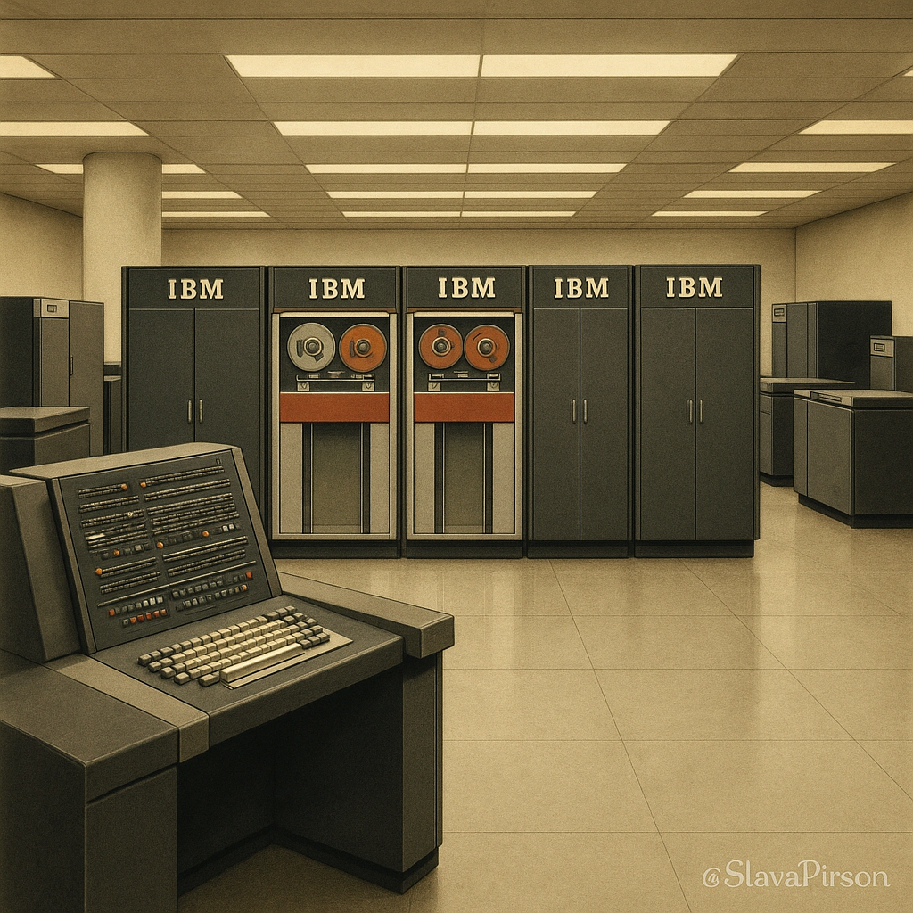 IBM с огромными стойками оборудования