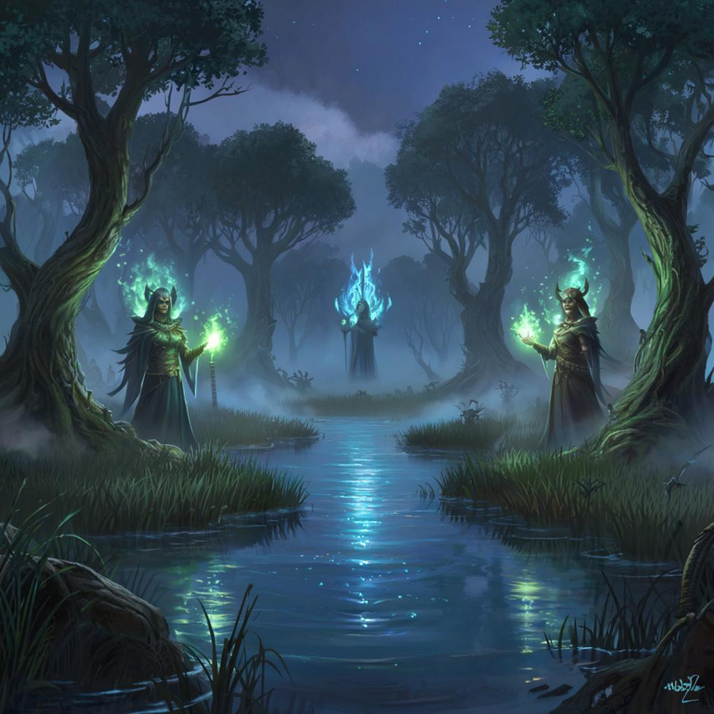 Хранители Истины в болотах Сибири. Картинка сгенерирована нейросетью Сбера.