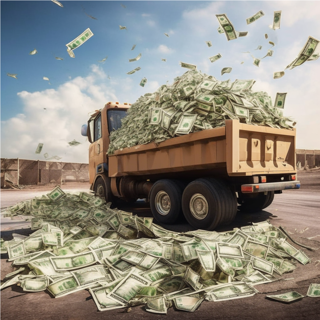 Самосвал с деньгами