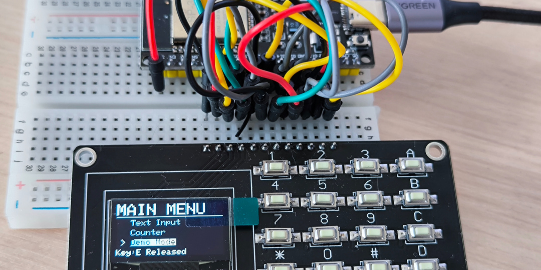 ESP32 + OLED 0.96 128x64 SSD1306 + Buttons 4x4