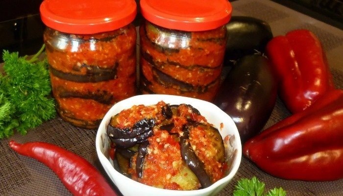 Салат из баклажанов Тёщин язык - простые рецепты острой закуски на зиму