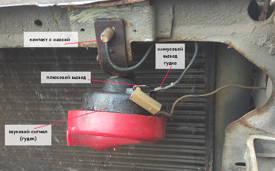Провода звуковых сигналов автомобиля