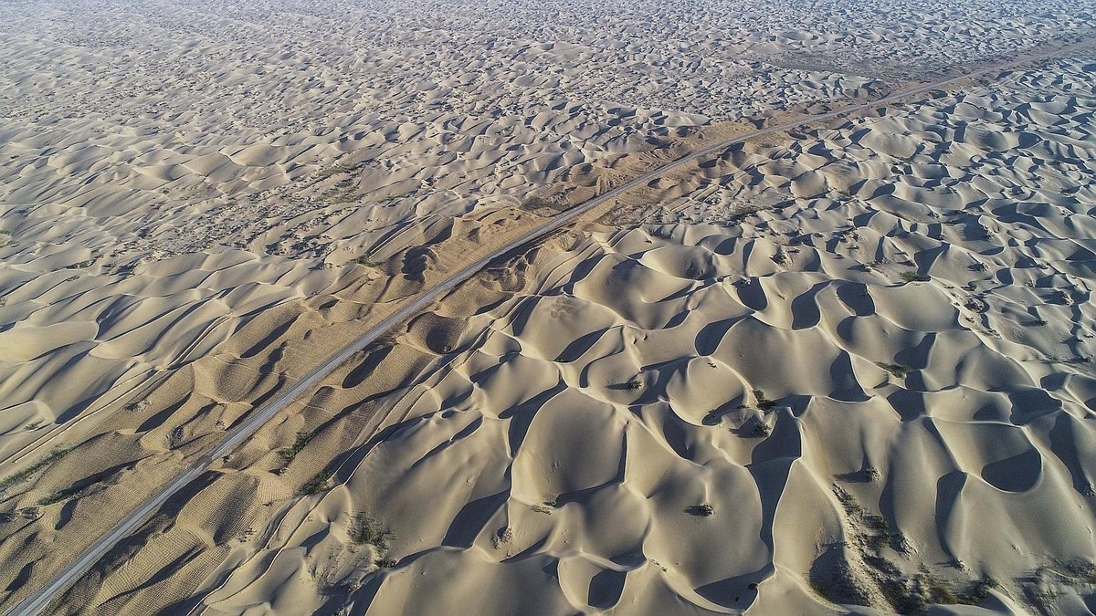 Автодорога через пустыню Такла-Макан