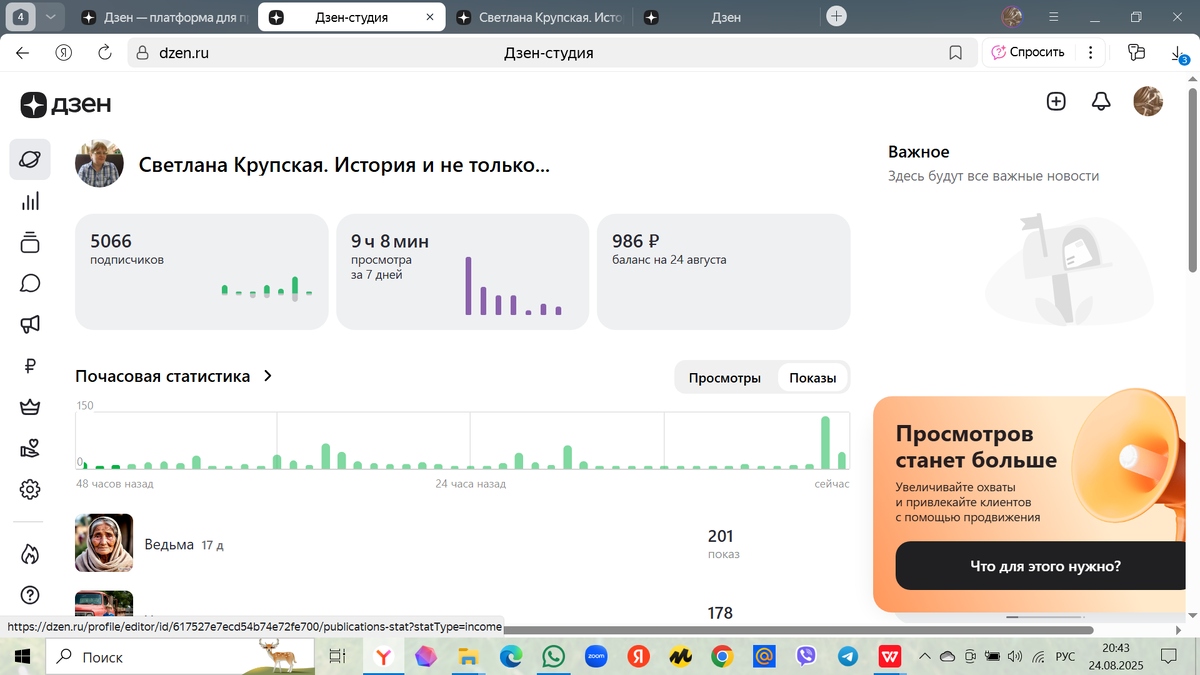 Скриншот старницы канала. 