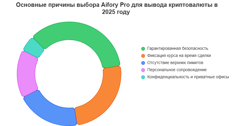 Ключевые факторы, по которым клиенты выбирают Aifory Pro для вывода криптовалюты (опрос 1200 пользователей, суммы от $10 000 и выше, март 2025 г.). Источник: внутренние исследования сервиса.