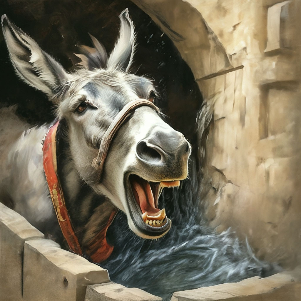 На его крики прибежал хозяин ослика и развел руками - ведь вытащить ослика из колодца было невозможно.