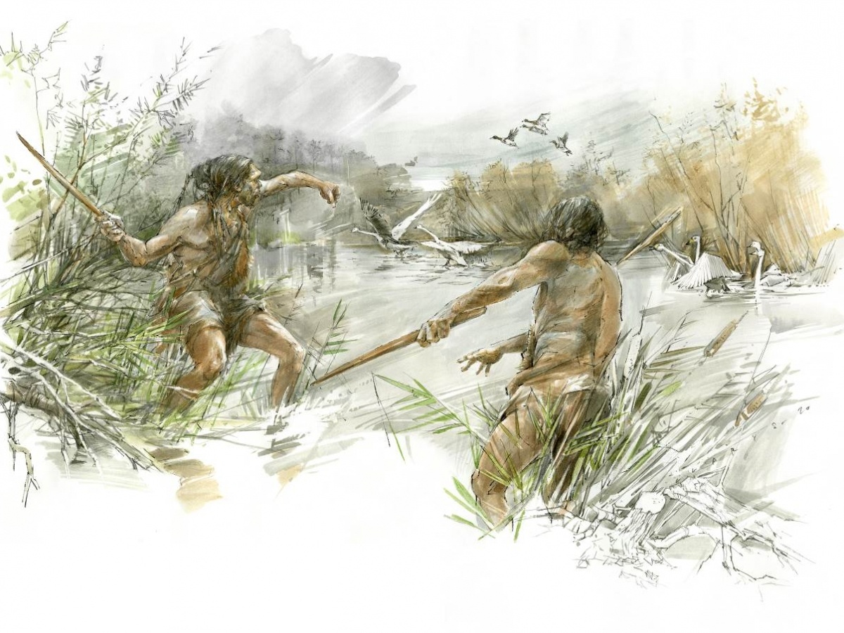 Охота на водоплавающих птиц с помощью метательных палок