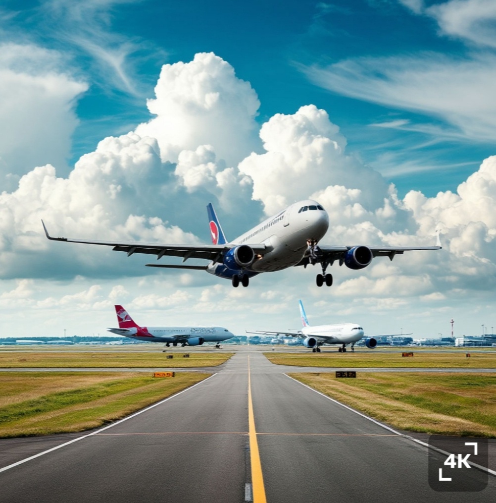 Сгенерировано с помощью ИИ. Аэропорт, взлет.