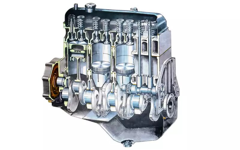 Верхнеклапанный нижневальный двигатель ГАЗ‑21 в базовой комплектации развивал 70 л. с.