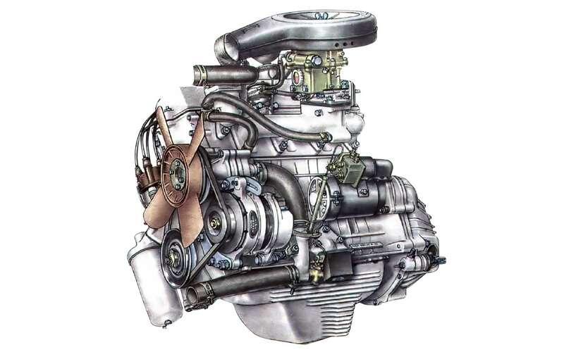 Революционный для СССР верхневальный двигатель Москвич‑412 с алюминиевым блоком и чугунными гильзами.