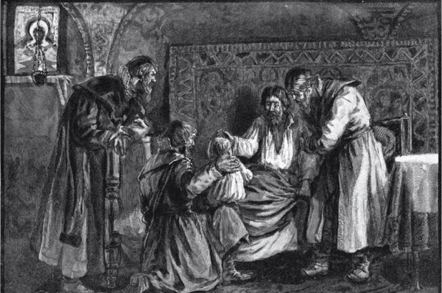    Василий III благословляет сына своего Ивана IV перед своей кончиной. Фото: Commons.wikimedia.org/ Савелий Зейденберг, Ювентин Мультановский.