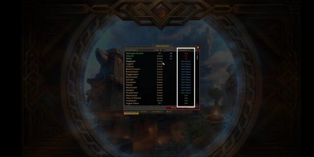    Виды серверов в World of Warcraft по нагруженности