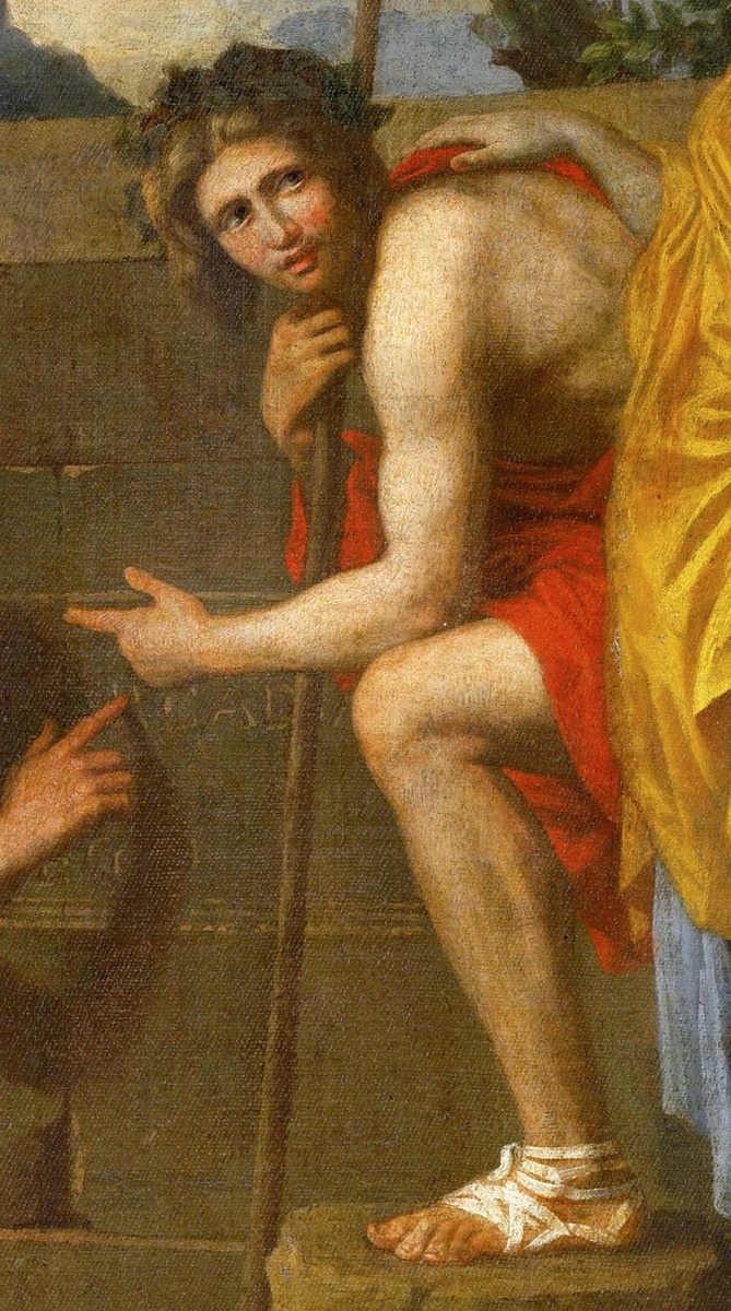 Никола Пуссен «Аркадские пастухи (Et in Arcadia Ego)» 1638-1639 годы (фрагмент)