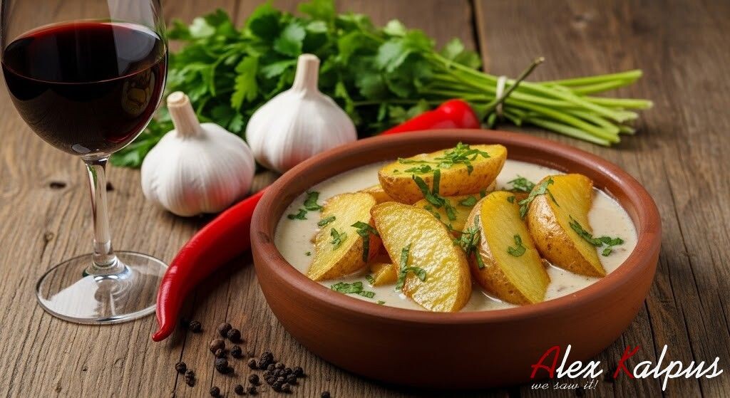 Картофель шкмерулад: рецепт популярного грузинского блюда. Версия с отваренной и затем жареной картошкой.