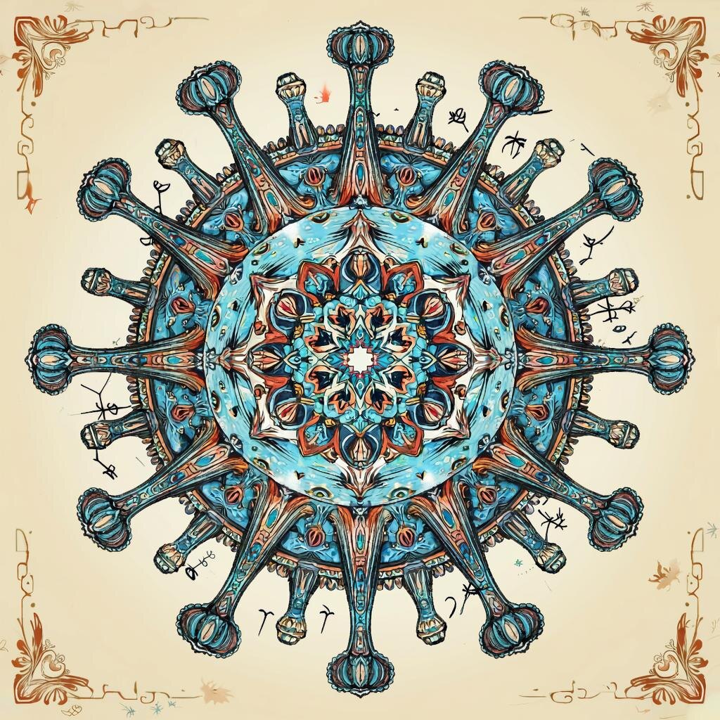 Вирус. Иллюстрация сгенерирована нейросетью