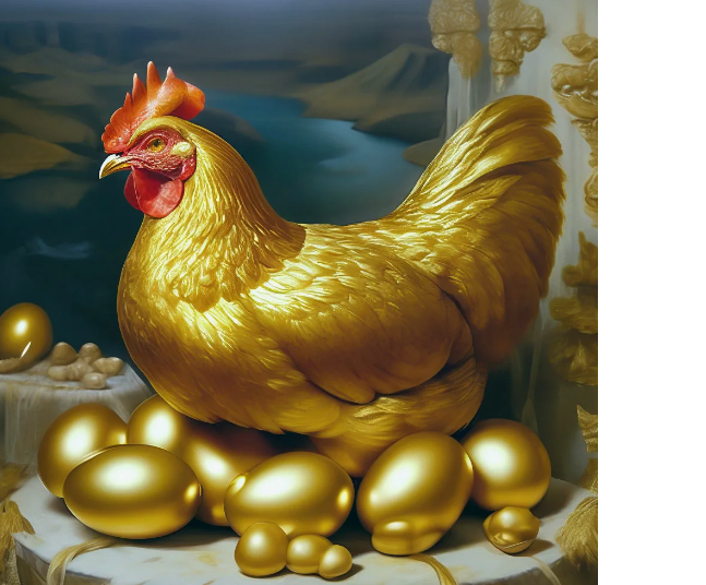 the hen lays golden egg