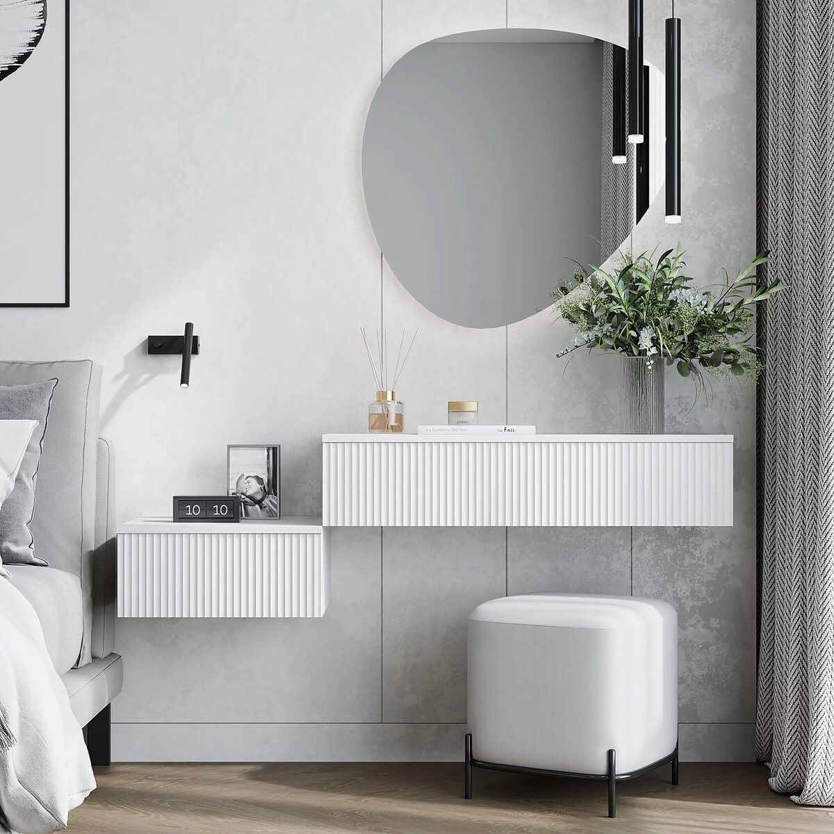 Тумба прикроватная Нео LAGOM - 4415757529; Туалетный столик (подвесная консоль) Нео LAGOM - 4415757529