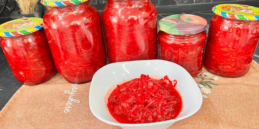Борщевая заправка с капустой на зиму, яркая, вкусная заготовка