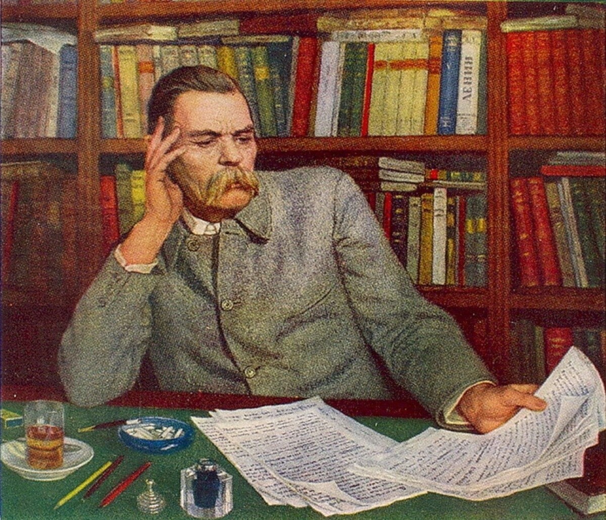 А.М. Горький. Портрет работы художника Н. П. Богданова-Бельского.