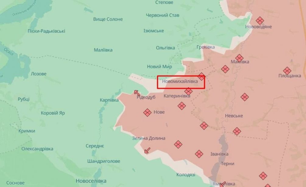    Карта СВО от украинского DS. Часть села перешла в серую зону.