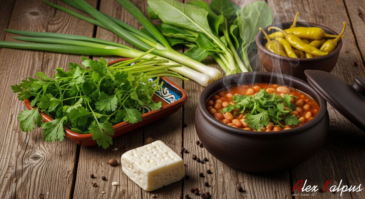 Рецепт лобио в горшочке по-мцхетски. Классическая но с добавлением немного больше учхо-сунели, чем требуется и имеретинского шафрана.