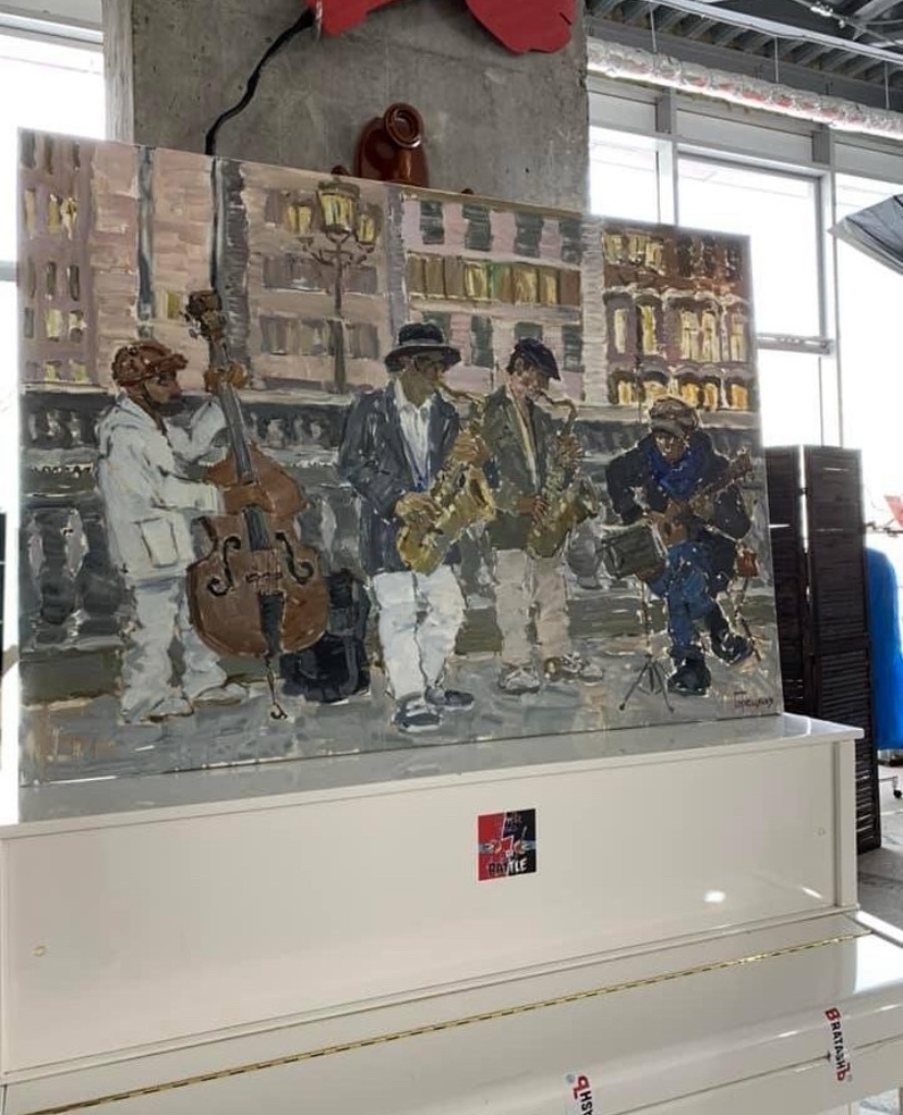 Полина Горецкая "Уличный джаз" 2021 холст, масло 100х140