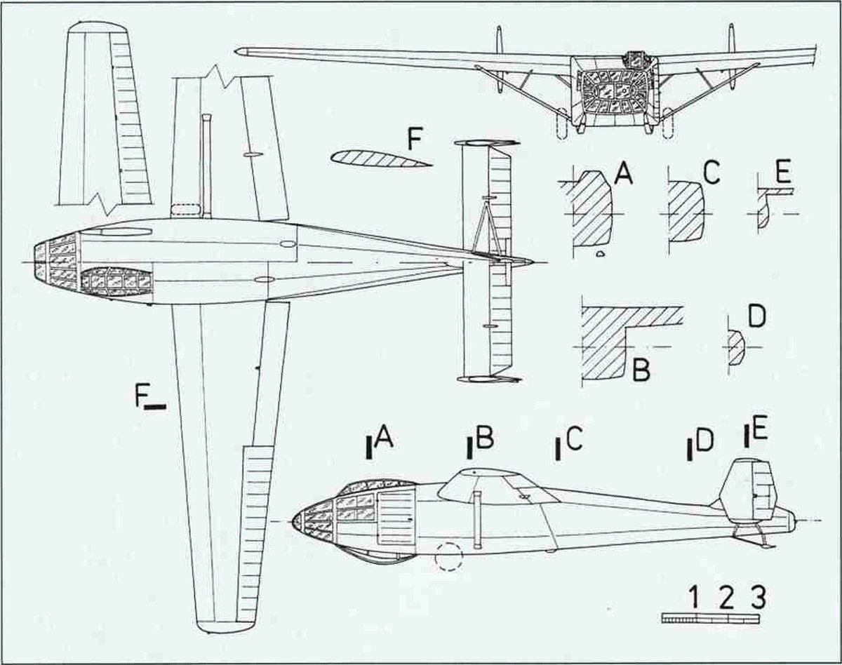 схема прототипа десантного планера DFS 331 V1