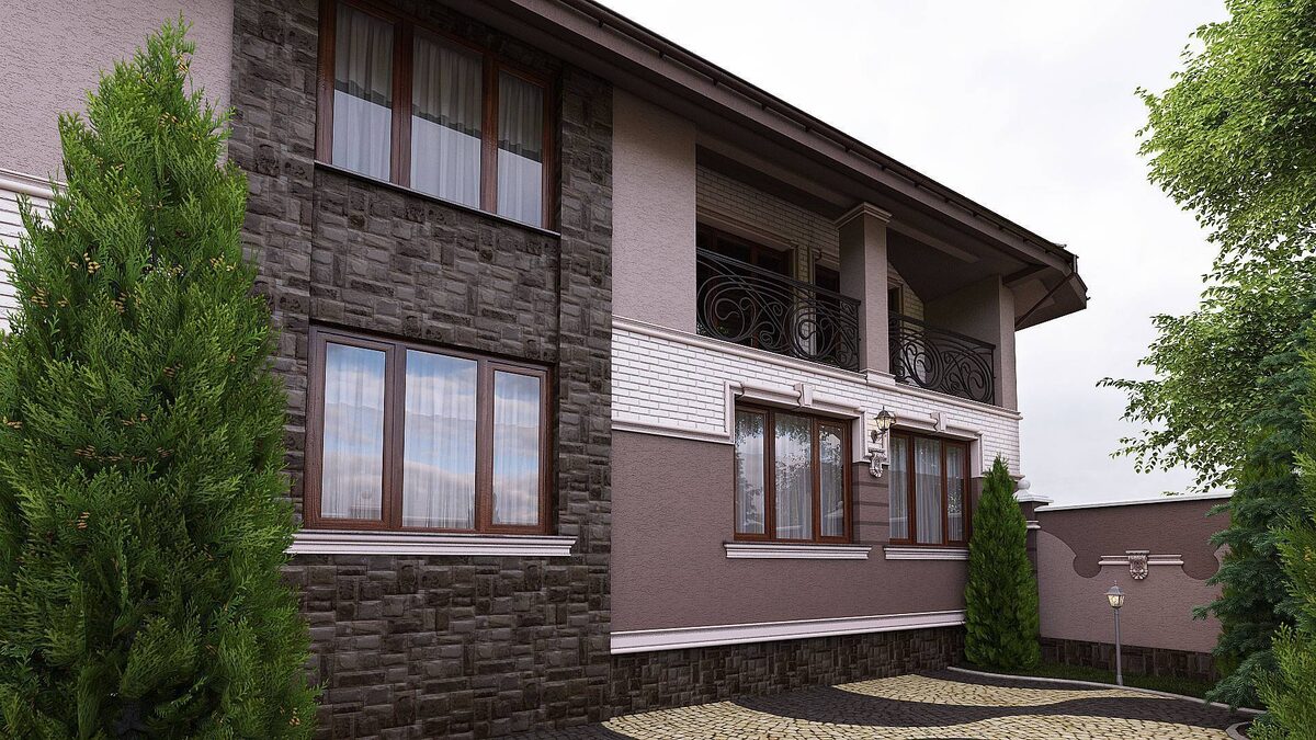 Фасад дома с аккуратной отделкой.