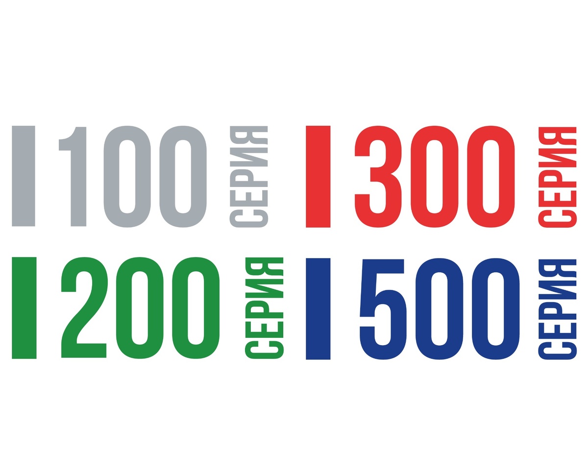 Серия 100 - стандартная, 200 - универсальная, 300 - профессиональная, 500 - индустриальная