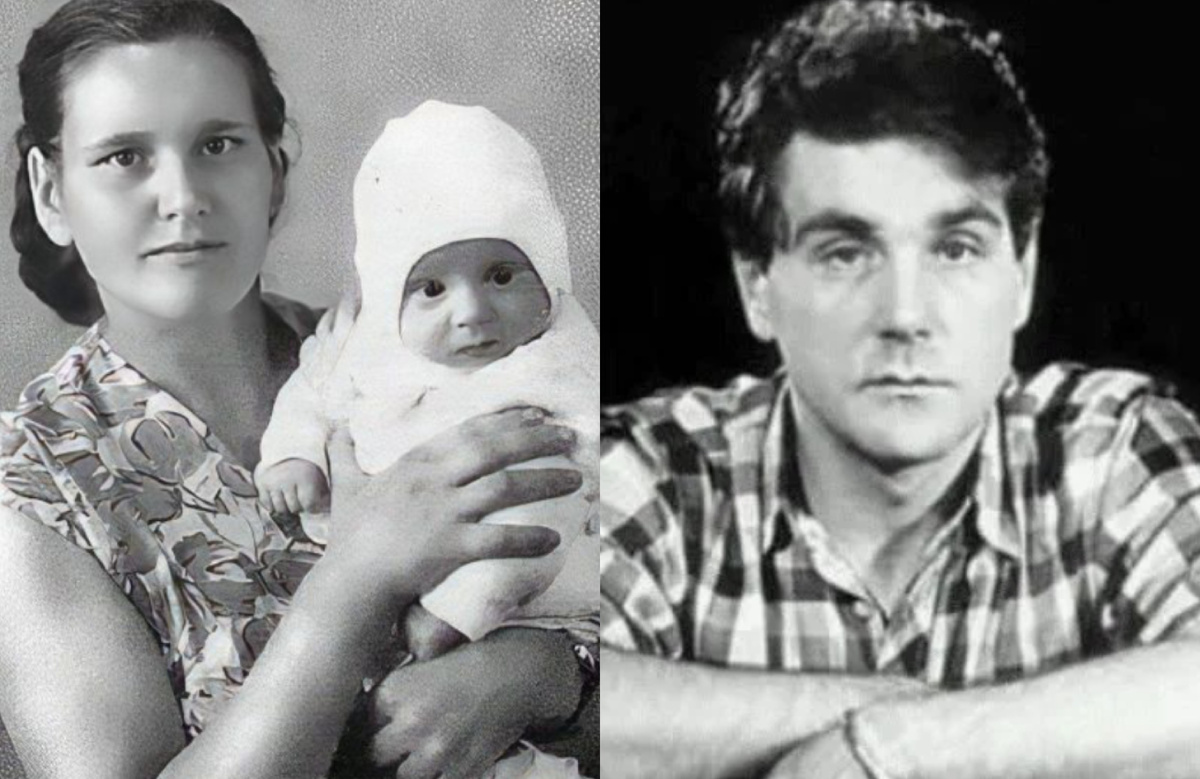 на фото слева Сергей Маковецкий с мамой, справа в юности 