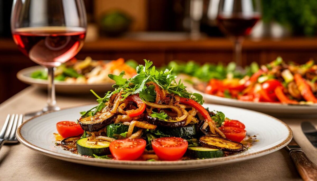 Теплый овощной салат