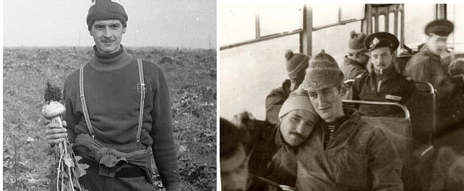 Двойнишников. В автобусе, пазике, возвращение с полей: Ануфриев, Ржавский, Агапов, Матвеев. Эти и далее с/х работы показаны в фотографиях от Двойнишникова, вперемешку с моими.