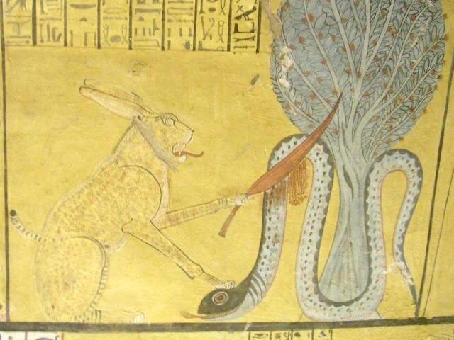 «Великий Кот Гелиополя» поражает змея Апопа — сцена из Книги мёртвых