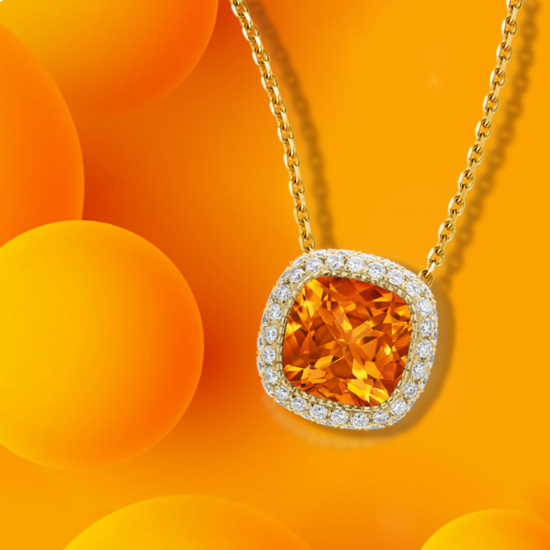 На фото: кулон Mercury Bonbons из желтого золота с бриллиантами и цитрином