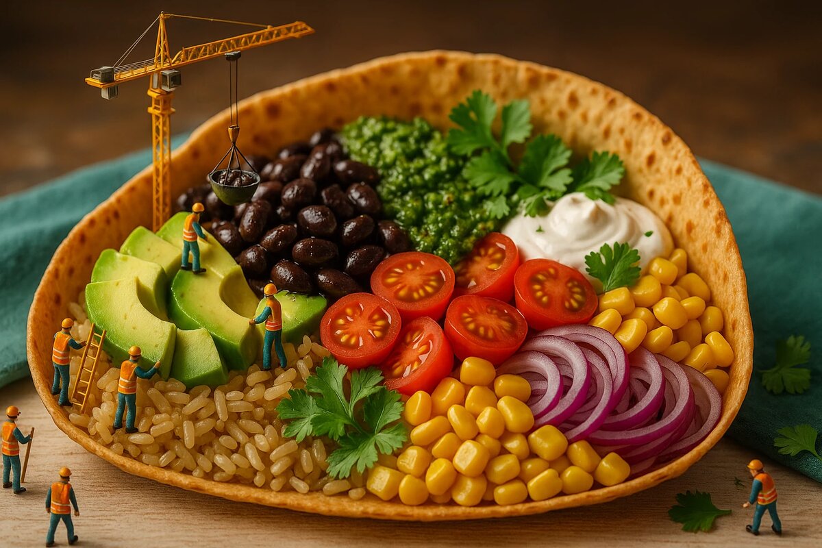 Вегетарианское блюдо буррито-боул