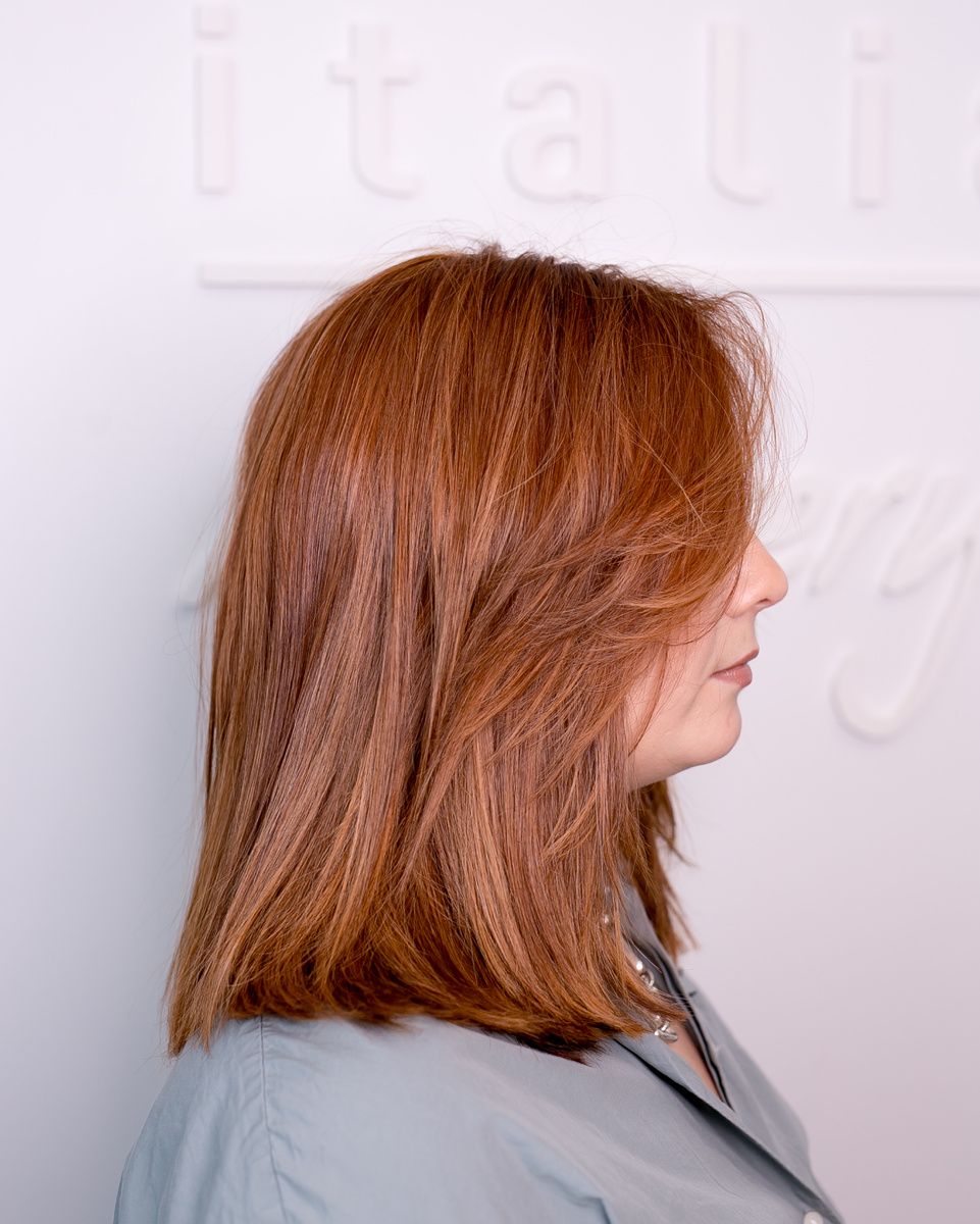 Рыжие волосы, огненно-рыжий цвет волос, окрашивание в салоне красоты Maesteria Coloristic